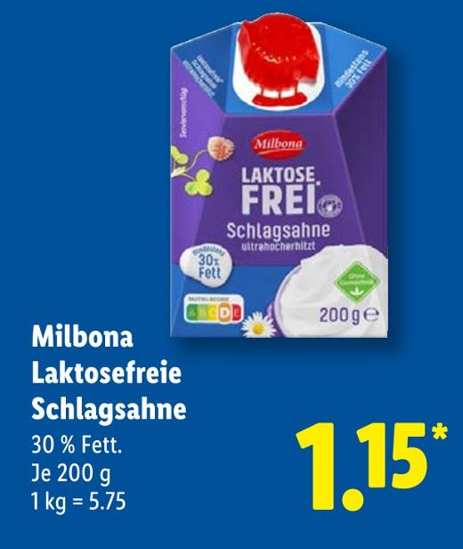 Laktosefreie Schlagsahne