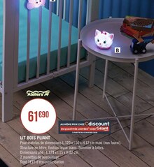LIT BOIS PLIANT - Géant Casino à Viry-Châtillon LIT BOIS PLIANT en promo chez Géant Casino Viry-Châtillon à 61,90 €