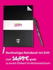 Nachhaltiges Notizbuch mit Stift im aktuellen Telekom Shop Prospekt