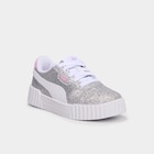 Baskets à paillettes Puma Carina gris argent fille en promo chez La Halle Baskets à paillettes Puma Carina gris argent fille dans le catalogue La Halle