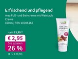 mea - meine apotheke - Fuß- und Beincreme mit Weinlaub Creme Angebot im Prospekt Fuß- und Beincreme mit Weinlaub Creme bei mea - meine apotheke im Prospekt "" für 2,95 €