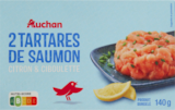TARTARE DE SAUMON CITRON CIBOULETTE SURGELÉ AUCHAN - AUCHAN - Auchan Hypermarché à Saint-Nazaire TARTARE DE SAUMON CITRON CIBOULETTE SURGELÉ AUCHAN - AUCHAN en promo chez Auchan Hypermarché Saint-Nazaire à 6,98 €