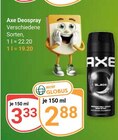 Deospray im Angebot bei GLOBUS in Erlangen Deospray Angebote von Axe bei GLOBUS Erlangen für 2,88 €