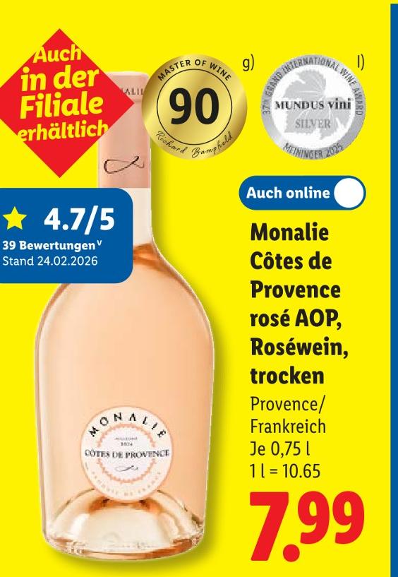 Côtes de Provence rosé AOP, Roséwein, trocken