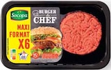 6 burgers du chef nature 15% mg : préparation de viande bovine hachée (75%) et de fibres végétales - Socopa en promo chez Intermarché Lyon à 6,75 €