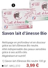 Savon lait d’ânesse Bio neutre 100 gr. - MKL dans le catalogue Technicien de Santé