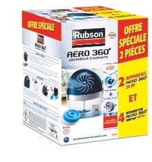 Absorbeur D'humidité - Rubson dans le catalogue Leroy Merlin LOT DE 2 ABSORBEURS D’HUMIDITÉ AERO 360° + 4 RECHARGES - Rubson à 26,90 € en promo chez Leroy Merlin