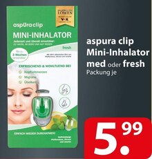 aspura clip Mini-Inhalator med oder fresh bei famila Nordost in Hamburg aspura clip Mini-Inhalator med oder fresh im Angebot bei famila Nordost Hamburg für 5,99 €