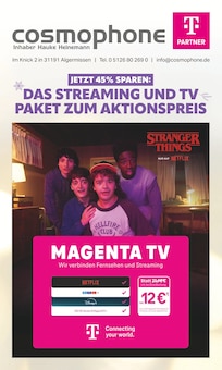 Fernseher im aktuellen cosmophone Prospekt (Hildesheim) Fernseher im cosmophone Prospekt "DAS STREAMING UND TV PAKET ZUM AKTIONSPREIS" mit 12 Seiten (Hildesheim)