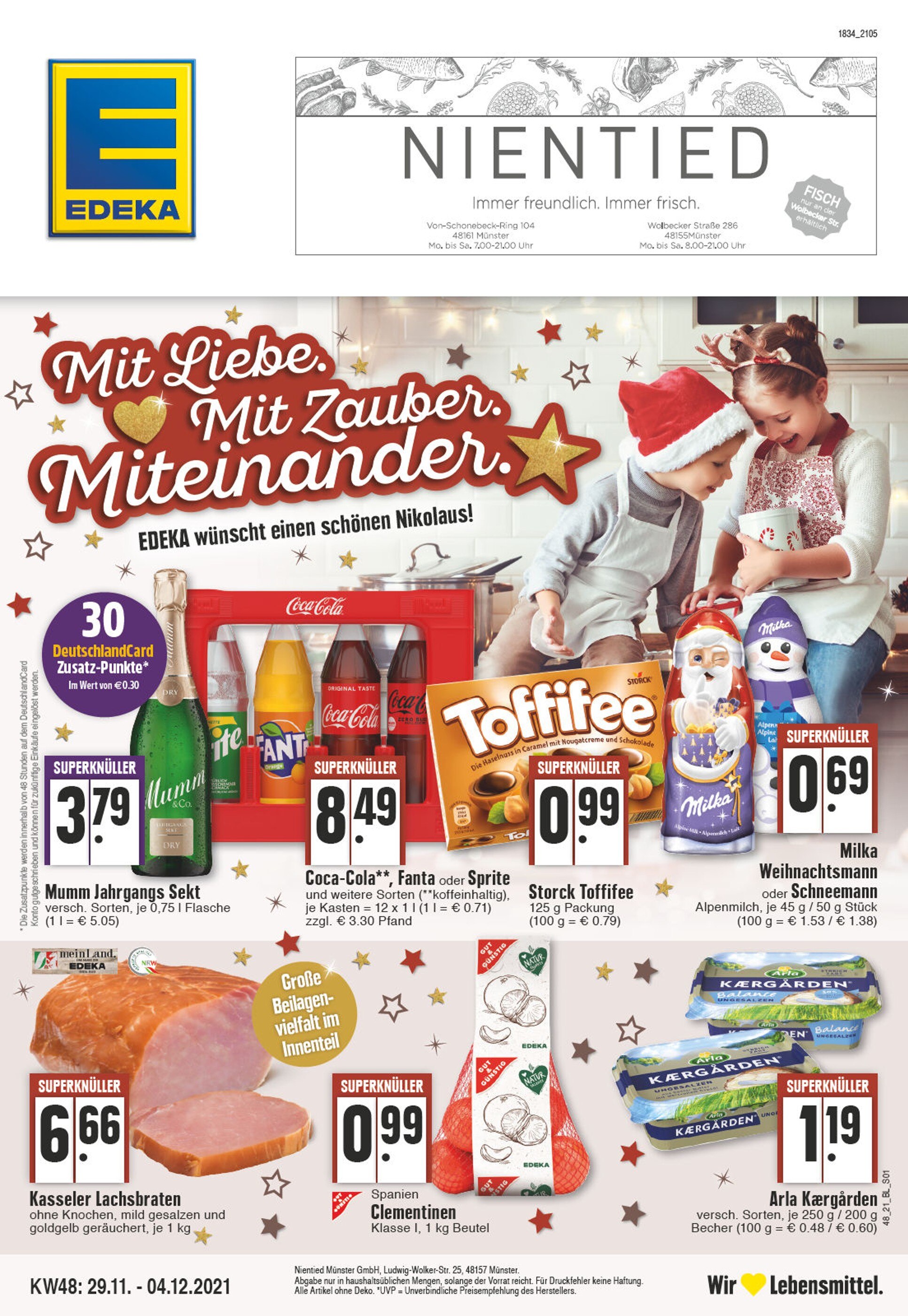 EDEKA Prospekt für Münster mit 24 Seiten EDEKA Prospekt für Münster: "Aktuelle Angebote", 24 Seiten, 29.11.2021 - 04.12.2021