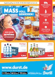 Aktueller Durst.de Getränkemarkt Prospekt in Rövershagen und Umgebung, "MASSVOLL GENIESSEN!" mit 2 Seiten, 14.09.2024 - 27.09.2024