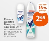 Nonstop Deospray oder Roll-On Angebote von Rexona bei tegut Würzburg für 2,49 €