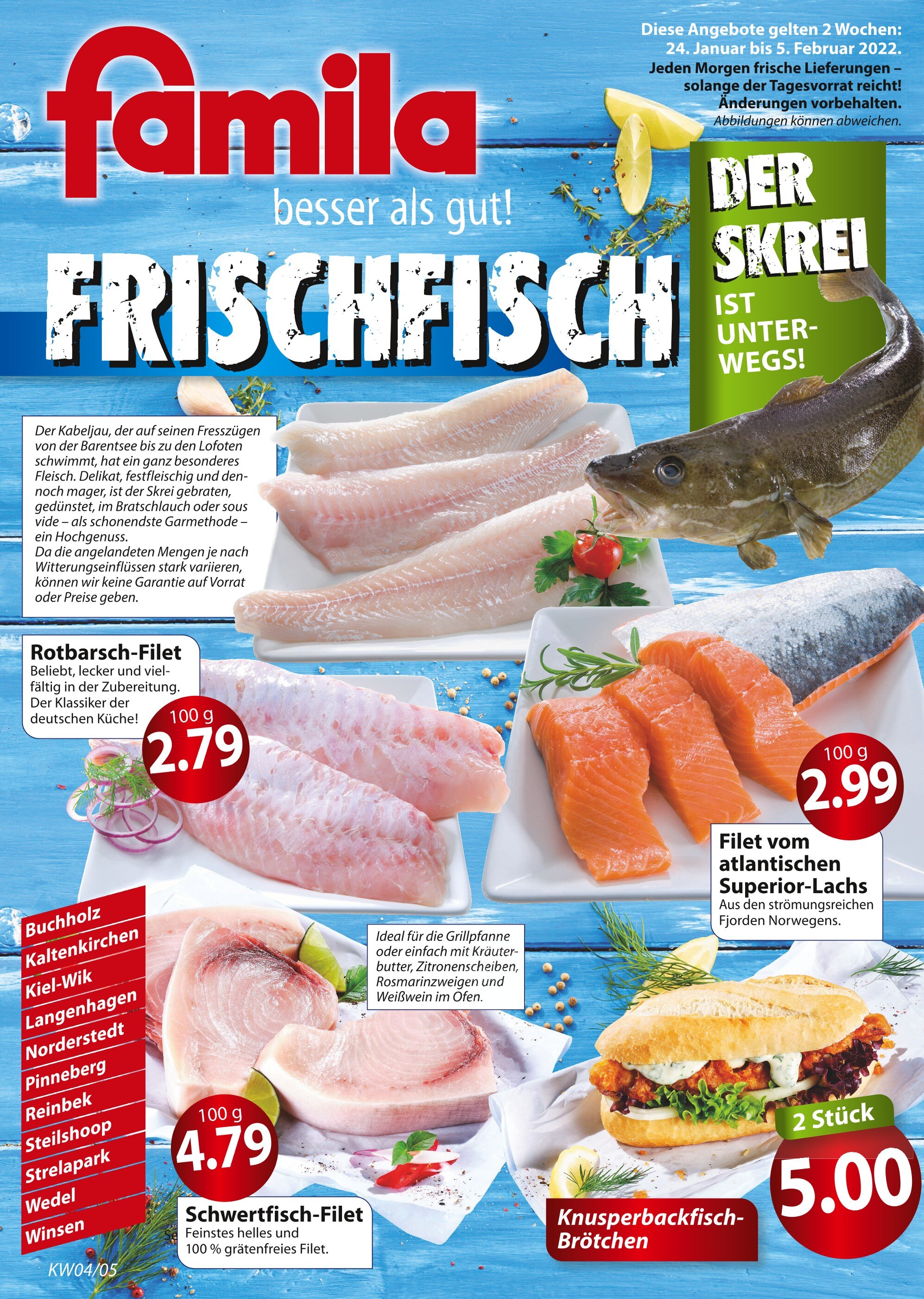 famila Nordost Prospekt für Hannover mit 2 Seiten famila Nordost Prospekt für Hannover: "besser als gut!", 2 Seiten, 24.01.2022 - 05.02.2022