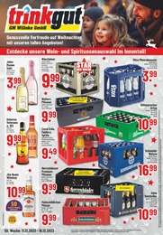 Trinkgut Prospekt "Aktuelle Angebote", 8 Seiten, 11.12.2023 - 11.12.2023 Aktueller Trinkgut Prospekt, "Aktuelle Angebote", mit Angeboten der Woche, gültig von 11.12.2023 bis 11.12.2023