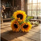 Bouquet de 3 tournesols et un feuillage en promo chez Carrefour Villeurbanne à 4,99 €