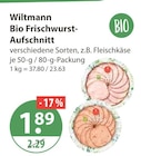 Bio Frischwurst-Aufschnitt von Wiltmann im aktuellen V-Markt Prospekt für 1,89 €