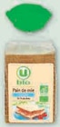 Pain de mie sandwich nature - U BIO à 1,28 € dans le catalogue U Express
