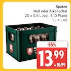 Hell oder Alkoholfrei im Marktkauf Prospekt Hell oder Alkoholfrei von Spaten im aktuellen Marktkauf Prospekt für 13,99 €