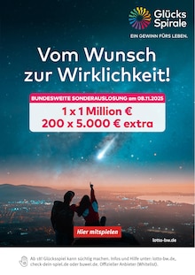 Aktueller Lotto Baden-Württemberg Prospekt "Vom Wunsch zur Wirklichkeit!" Seite 1 von 1 Seite für Lauffen