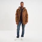 Parka mi-longue doublée à capuche marron homme - La Halle à Montreuil Parka mi-longue doublée à capuche marron homme en promo chez La Halle Montreuil à 39,99 €