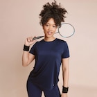 Promo T-shirt de sport droit manches courtes bleu marine femme à 12,99 € dans le catalogue La Halle à Bron