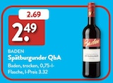Spätburgunder QbA von Baden im aktuellen ALDI SÜD Prospekt für 2,49 €