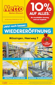 Netto Marken-Discount Prospekt "Wiedereröffnung - 10% auf ALLES" mit  Seiten (Mössingen)