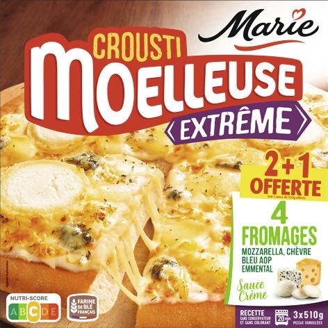 Pizza Crousti moelleuse extrême 4 fromages surgelée