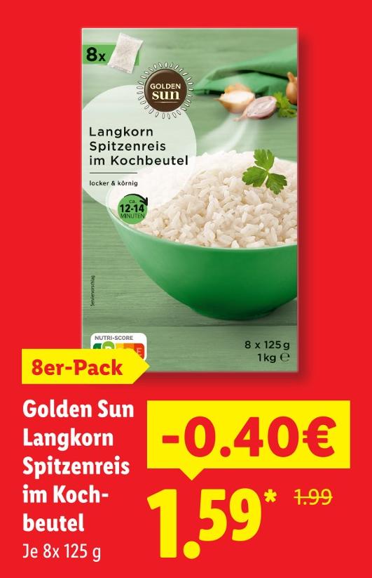 Langkorn Spitzenreis im Kochbeutel