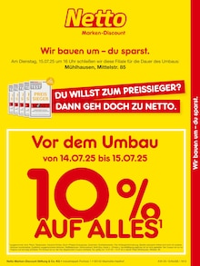 Netto Marken-Discount Prospekt "Vor dem Umbau 10% AUF ALLES." mit  Seiten (Mühlhausen (Thüringen))