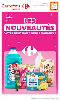 Catalogue Carrefour Market à Cogolin cette semaine, valable du 03/11/2026 au 30/11/2026 Prospectus Carrefour Market à Cogolin, "LES NOUVEAUTÉS", 12 pages de promos valables du 03/11/2026 au 30/11/2026