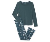 Pyjama-Set, petrol mit floralem Alloverprint bei Tchibo im Supermarkt im Prospekt "" für 24,99 €