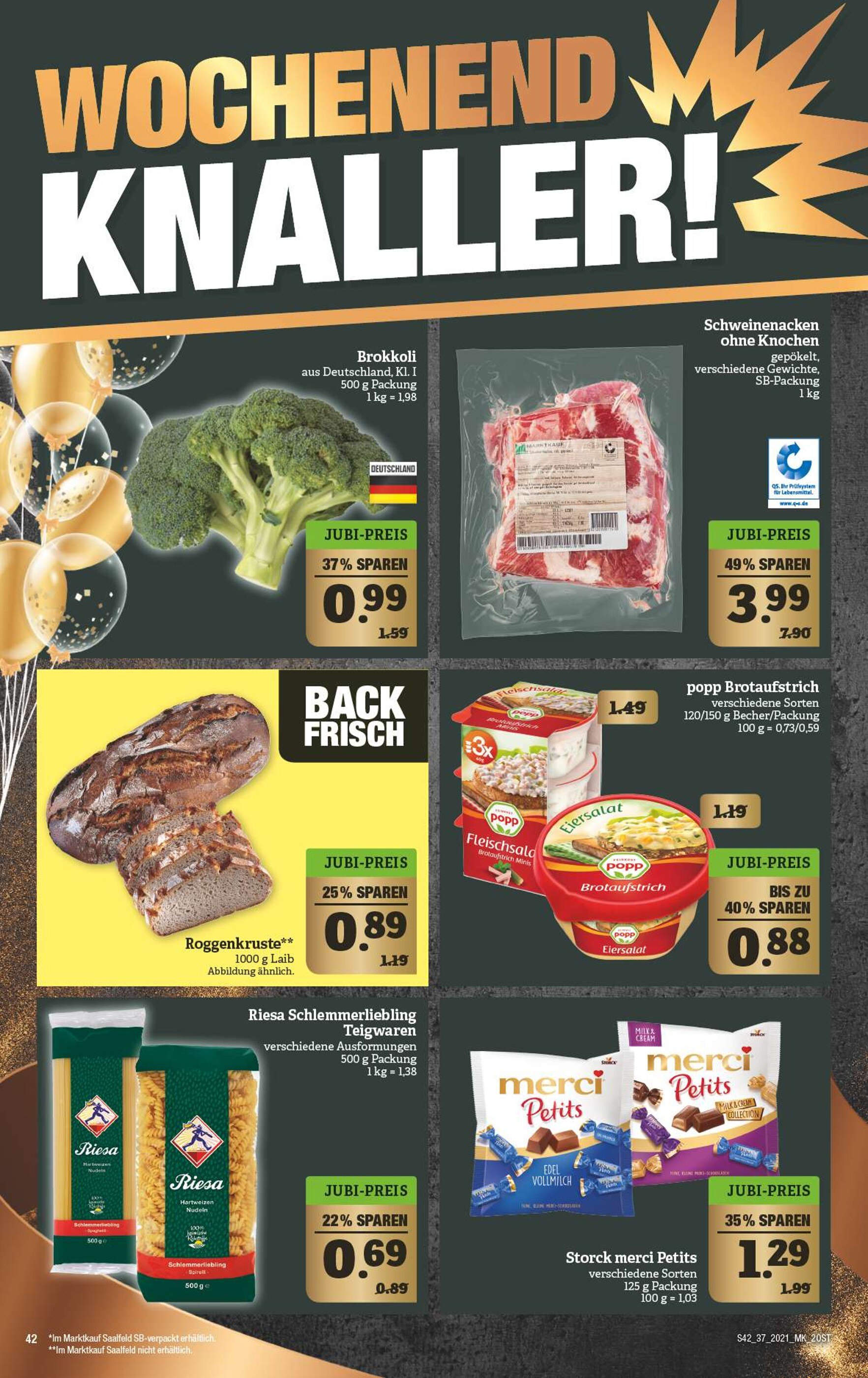 Marktkauf Prospekt für Neißeaue mit 2 Seiten Marktkauf Prospekt für Neißeaue: "WOCHENEND KNALLER!", 2 Seiten, 16.09.2021 - 18.09.2021