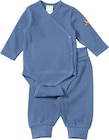Hose im dm-drogerie markt Prospekt Set mit Wickelbody und Hose mit Hund-Applikation, blau, Gr. 50/56 von ALANA im aktuellen dm-drogerie markt Prospekt für 14,90 €
