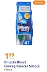 Blue3 Einwegrasierer Simple im Angebot bei Action in Cuxhaven Blue3 Einwegrasierer Simple Angebote von Gillette bei Action Cuxhaven für 1,99 €