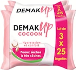 Lingettes démaquillantes Cocoon peaux sèches à très sèches 3 x 25 - DEMAK'UP à 4,58 € dans le catalogue Intermarché Hyper