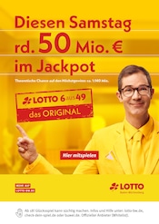 Lotto Baden-Württemberg Supermarkt Prospekt der aktuellen Woche mit 1 Seite, gültig von 28.05.2026 bis 30.05.2026, in Künzelsau und Umgebung Aktueller Lotto Baden-Württemberg Supermarkt Prospekt in Künzelsau und Umgebung, "Diesen Samstag rd. 50 Mio. € im Jackpot" mit 1 Seite, 28.05.2026 - 30.05.2026