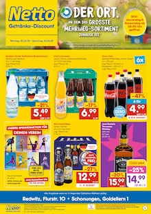 Coca Cola im Netto Marken-Discount Prospekt "DER ORT, AN DEM DU IMMER AUSGEZEICHNETE PREISE FINDEST." mit 6 Seiten (Schweinfurt)