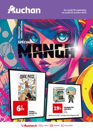 Catalogue Auchan Hypermarché avec 4 pages de promos Prospectus Auchan Hypermarché, "Découvrez notre sélection SPÉCIAL MANGA", pages, 26/09/2023 - 02/10/2023