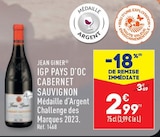 Promo IGP PAYS D'OC CABERNET SAUVIGNON à 2,99 € dans le catalogue Aldi à Tréville