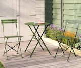Ensemble table ronde et 2 chaises de jardin janco acier vert en promo chez Castorama Martigues à 49,90 €