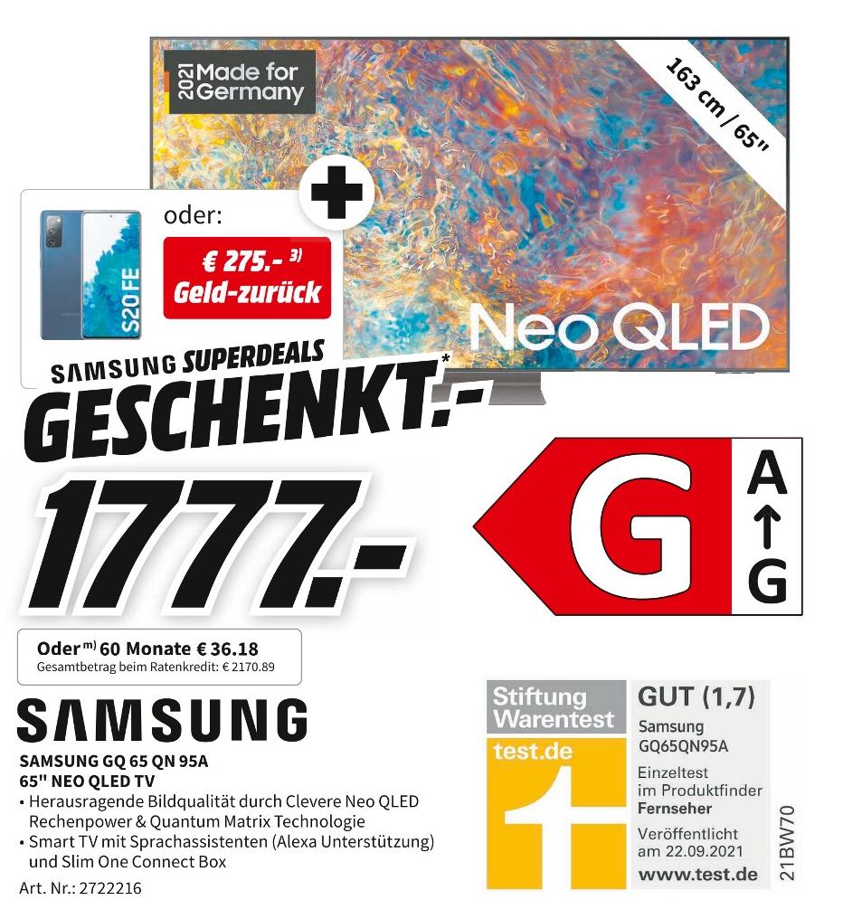 Media-Markt Kaufbeuren - 65" NEO QLED TV 65" NEO QLED TV Angebot bei Media-Markt Kaufbeuren im Prospekt Top Angebote