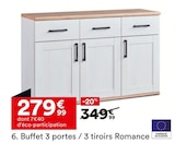 Buffet 3 portes / 3 tiroirs Romance en promo chez But Buffet 3 portes / 3 tiroirs Romance dans le catalogue But
