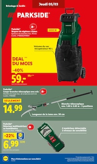 Promotion Tronçonneuse dans le prospectus Lidl, valable du 05/03/2026 au 11/03/2026 Promo Tronçonneuse dans le catalogue Lidl du moment à la page 34
