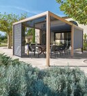 Pergola bioclimatique Evora effet bois 4×3m - HESPÉRIDE en promo chez Maxi Bazar Boulogne-Billancourt à 2 590,00 €