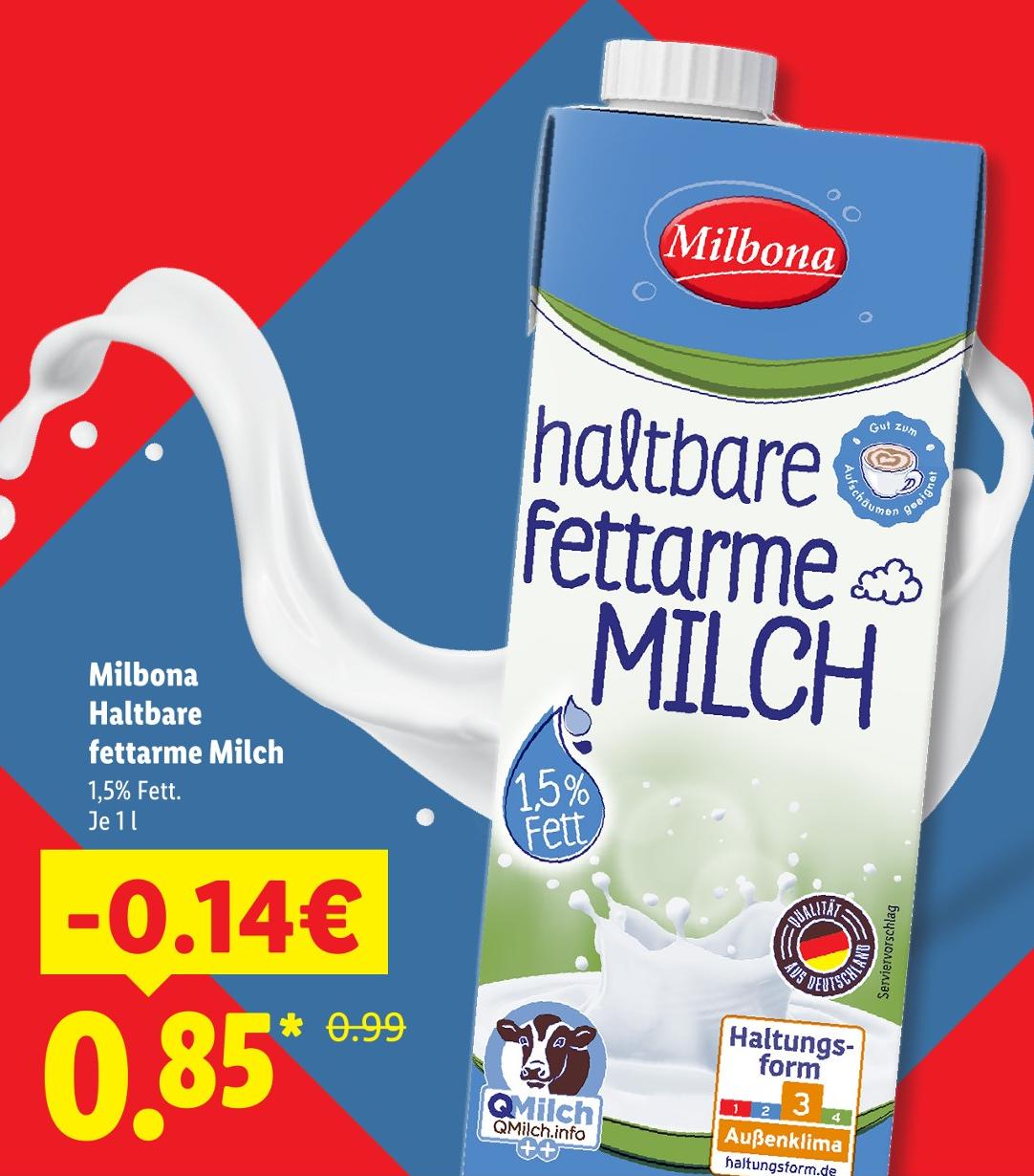 Haltbare fettarme Milch