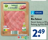 Bio-Salami im ALDI SÜD Prospekt Bio-Salami von Bio im aktuellen ALDI SÜD Prospekt für 2,49 €