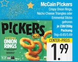 P!ckers Crispy Onion Rings, Nacho Cheese Triangles oder Emmental Sticks von McCain im aktuellen EDEKA Prospekt für 1,99 €