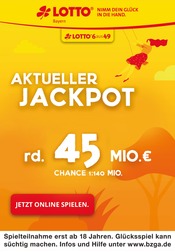 Aktueller LOTTO Bayern Theisseil Prospekt "Aktueller Jackpot rund 45 Mio. €" mit 1 Seite