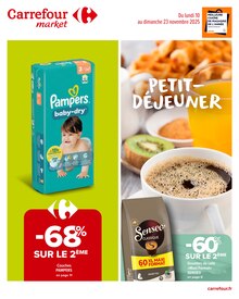 Catalogue Carrefour Market à Savigné-l'Évêque cette semaine, valable du 10/11/2025 au 23/11/2025 Prospectus Carrefour Market à Savigné-l'Évêque, "PETIT-DÉJEUNER", 16 pages de promos valables du 10/11/2025 au 23/11/2025